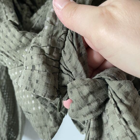 Maeve Anthropologie Crop Deep-V Blouse Waist Tie Green Women's Size 12 - Picture 9 of 13